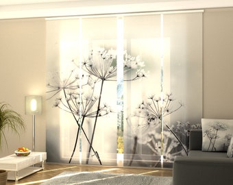 4 Sliding Panel Curtains Frozen Flowers, Vertical Blinds for Patio Door coverings, Sliding Glass Doors, Closet Doors, Blinders for Bedroom