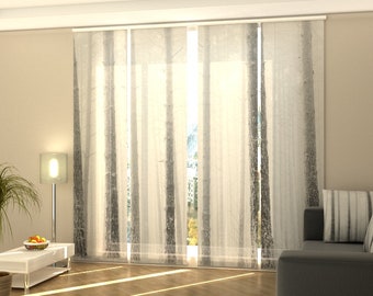 Sliding Panel Curtain Trees Trunks in Winter Fog, Set of 4 Vertical Blinds for Patio Doors, Living room, Closet Doors, or Room divider, SPA