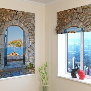 Window Shades | Roman Shade | Modern| Universal | Custom Print | Blackout, Screen, Silk | Custom-made | Curtains  - Archway to the Sea