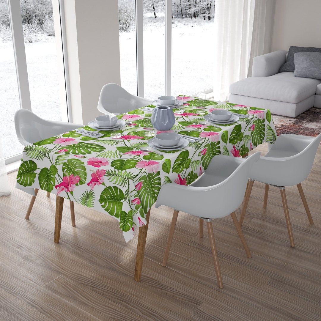 Palm Leaf Tablecloth, Tropical Tablecloth, Rectangle Tablecloth, Custom Tablecloth, Party Table