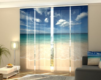 Set of 4 Sliding Panel Curtains Golden Sand, Vertical Blinds for Sliding Glass Door Patio Doors relax room Bedroom Beauty Clinic SPA center
