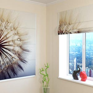 Window Shades | Roman Shade | Modern| Universal | Custom Print | Blackout, Screen, Silk | Custom-made | Curtains  - Amazing Dandelion