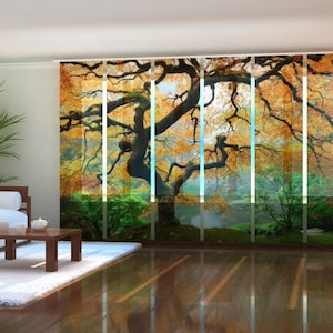 Sliding Panel Curtains for Sliding Glass Doors, Set of 6 Vertical Blinds for Patio Doors, Wardrobe curtain, any sizes  - Old Japanese Maple