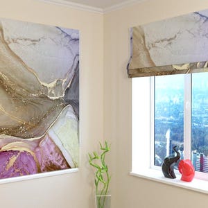 Window Shades | Roman Shade | Modern| Universal | Custom Print | Blackout, Screen, Silk | Custom-made | Curtains  - Colorful Marble
