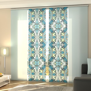 Sliding Panel Curtains for Patio Door , Set of 4 Panel Track Blinds for Window covering Closet Door Wardrobe Door Curtain - Sky of the Aztec