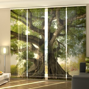 Sliding Panel Curtain Tree of Life, Set of 4 Vertical Blinds for Patio Doors, Living room divider, Closet Doors, Beauty Clinic Blinds