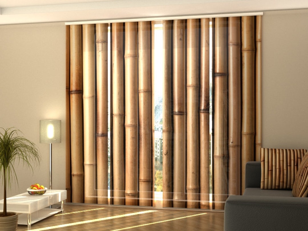 Set of 4 Vertical Blinds Dry Brown Bamboo for Patio Doors Living Room Yoga Room SPA Center Sport Shop Japanese Style Nature Lovers Office Etsy UK