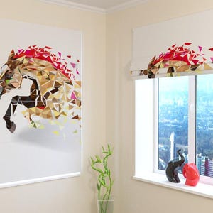 Window Shades | Roman Shade Wellmira | Modern| Universal | Custom Print | Blackout, Screen, Silk | Custom-made | Curtains  - Horse Art