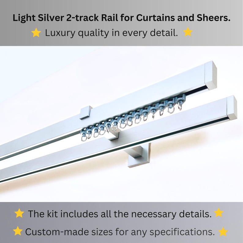 Lux Double Wall Curtain Track: Custom Sizes, Two-ways Track Rail for ...