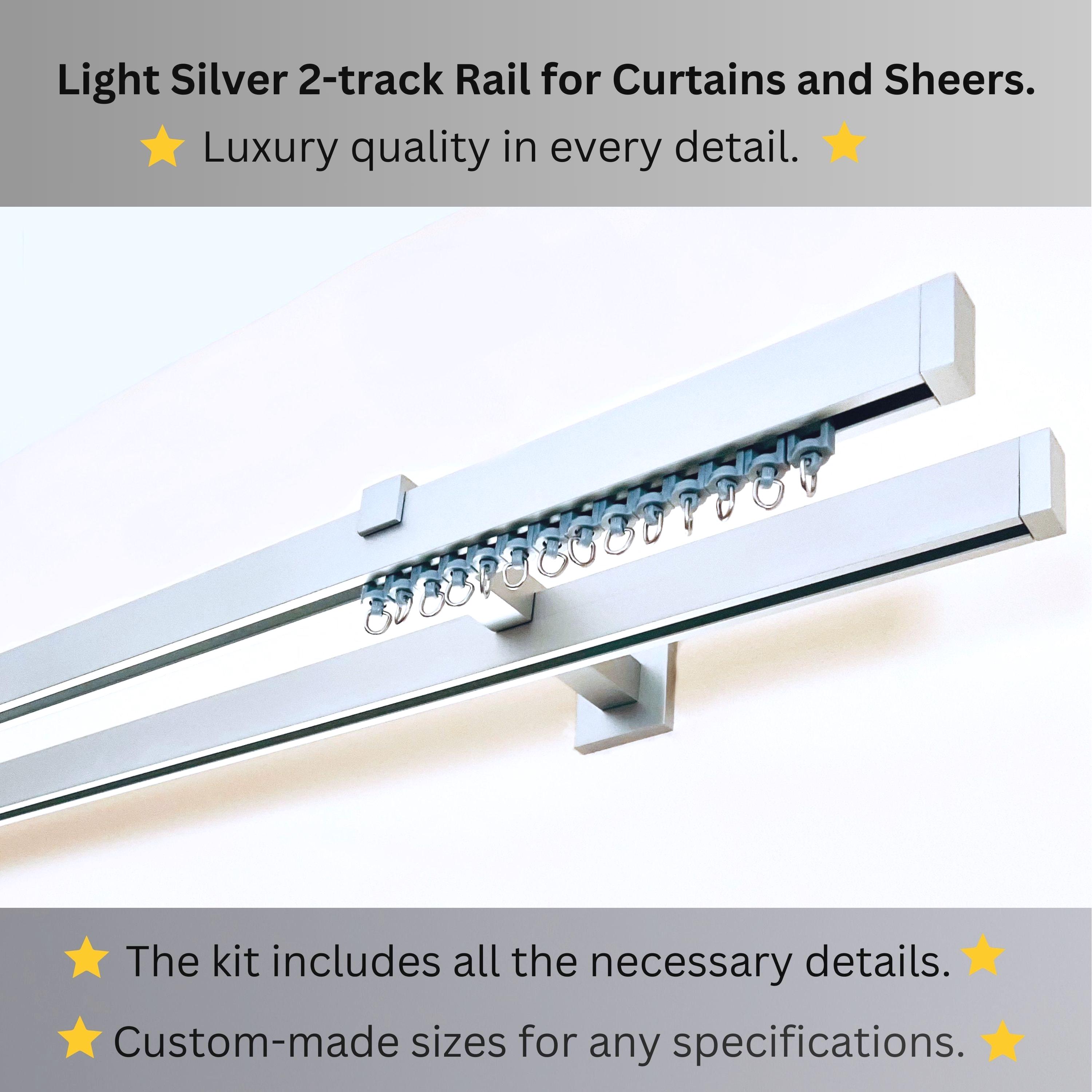 Lux Double Wall Curtain Track: Custom Sizes, Two-ways Track Rail for  Blinds, Curtains, Sheers; Light-silver Aluminum, Stunning Quality - Etsy, image size:3000x3000