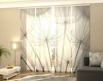 Sliding panel curtain Gray Dandelion, Set of 4, custom size, Vertical Blinds for Sliding Glass Door, Patio or Closet Doors, as Room Divider