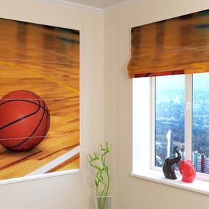 Window Shades | Roman Shade | Modern| Universal | Custom Print | Blackout, Screen, Silk | Custom-made | Curtains  - Basketball
