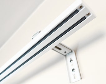 2-Tracks Wall Rail any custom size, Sliding Rails for Vertical Blinds, Curtains or Sheers, Sliding Panels, white aluminum track