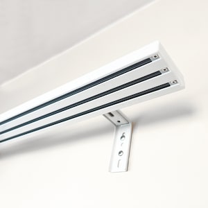 3-Tracks Wall Rail any custom size, Sliding Rails for Vertical Blinds, Curtains or Sheers, Sliding Panels, white aluminum track