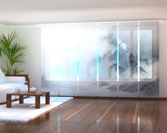 Sliding Panel Curtains for Sliding Glass Doors, 6 Vertical Blinds for Patio Door, Closet Door, Living room custom curtains - Wolves in Mist