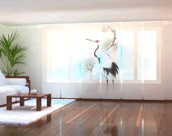 Sliding Panel Curtains for Sliding Glass Door, Set of 6 Panel Track Blinds for Patio Door, modern Living room - Oriental Crane