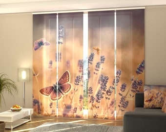 Sliding Panel Curtains for Sliding Glass Door, Set of 4 Panel Track Blinds for Wardrobe as Sliding door, custom - Butterflies on Lavender