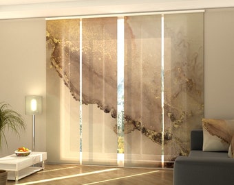 Sliding panel curtain Beige Marble with Gold, Set of 4 for Patio Doors, Sliding Glass Doors or Closet Doors, as Room Divider, any size