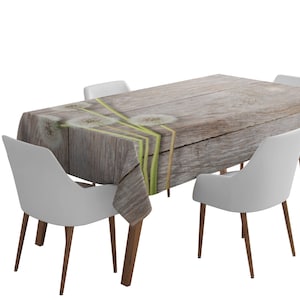 Tablecloth with Dandelions on the Wood Pattern