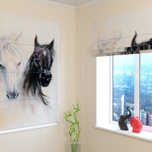 Window Shades | Roman Shade Wellmira | Modern| Universal | Custom Print | Blackout, Screen, Silk | Custom-made | Curtains  - African Horses