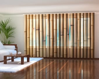 6 Vertical Blinds for Patio Door coverings, Panel Track Blinds for Yoga room, Closet Doors, or Room divider, SPA, Clinics - Dry Brown Bamboo