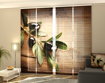 Room Divider Curtain, Set of 4 Vertical Blinds for Patio door coverings, Doorway curtain, Glass Door Sliding Panel Curtains - Black Olive