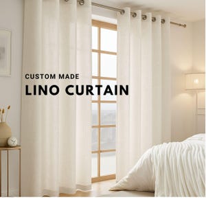 Extra Long Lino Blend Curtains - Custom Made, Natural Color Drapes for Modern Living Rooms | Premium Quality & OEKO-TEX Certified, 1 Panel