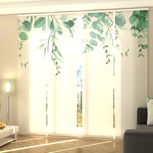 Sliding Panel Blinds Elegant Eucalyptus Leaves, Set of 4, Vertical Blinds for Sliding Glass Doors, Patio Closets Doors, Blind Salon Clinics
