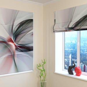 Window Shades | Roman Shade | Modern| Universal | Custom | Blackout, Screen, Silk | Custom-made | Curtains  - Elegant Black Abstraction