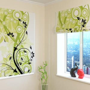 Custom Abstract Floral Roman Shade: Blackout, Screen, or Silk