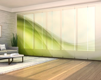 Sliding Panel Curtains for Sliding Glass Door, Set of 8 Panel Track Blinds to cover Wardrobe as a Sliding Door any size - Elegant Green Wave
