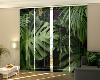 Sliding Panel Curtain Green Tropical Leaves, Set of 4 Blinds for Patio Doors, Vertical Blind for Sliding Glass Doors or Closet Doors, custom