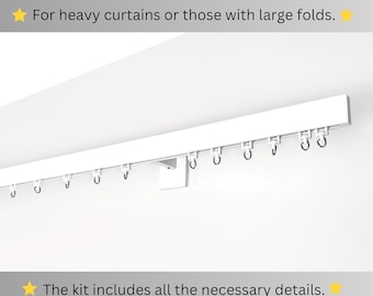 Wall-Mounted White Curtain Rail | Custom Size Single Track for Blinds, Curtains & Sheers | White Aluminum, Heavy-Duty Glide Curtain Track