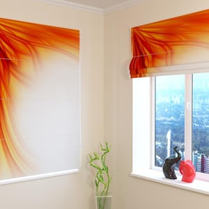 Window Shades | Roman Shade | Modern| Universal | Custom Print | Blackout, Screen, Silk | Custom-made | Curtains  - Abstract Fire Flower