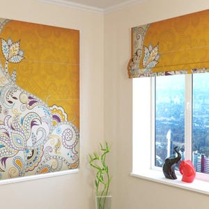 Custom Floral Abstract Roman Shade: Blackout, Screen, or Silk