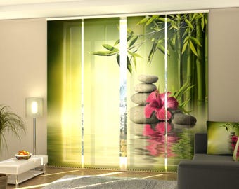 Sliding Panel Curtains for Sliding Glass Door, 4 Vertical Blinds for Patio Door, Closet Curtains, any size - Bamboo Leaves