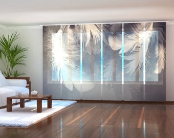 Paneles Japoneses Correderos Plumas blancas, Set de 6, hechos a medida, Silk, Screen de tela o Blackout