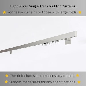 Wall-Mounted Curtain Rail | Custom Size Single Track for Blinds, Curtains & Sheers | Light-Silver Aluminum, Heavy-Duty Glide Curtain Track