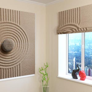 Custom Roman Blind - Zen Garden Print - Blackout, Screen, Silk