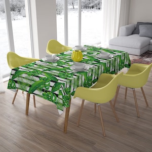 Tropical tablecloth, rectangle tablecloth, table cover, custom tablecloth, party table cover, Exotic tropical plants pattern, tropical decor