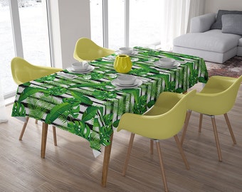 Tropical tablecloth, rectangle tablecloth, table cover, custom tablecloth, party table cover, Exotic tropical plants pattern, tropical decor