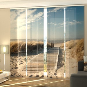 Schiebegardinen Nordseestrand auf Langeoog digitaldruck, 4er-Set, benutzerdefinierte Größe, Stoff Screen, Silk oder Verdunkelung