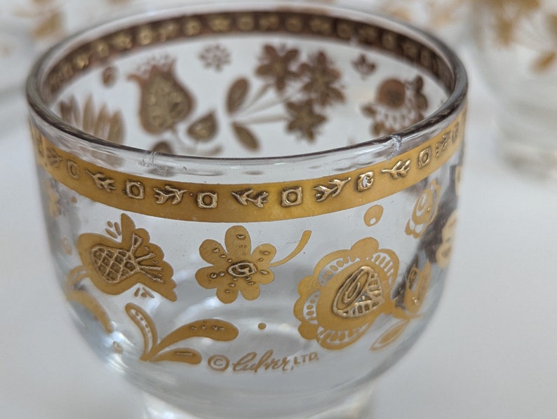 Vintage 13pc. Culver Glass Punch Bowl Set MCM, Gold Chantilly Etsy