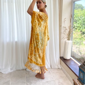 Fringe burnout velvet kimono, duster, jacket dressing gown