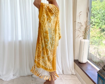 Fringe burnout velvet kimono, duster, jacket dressing gown