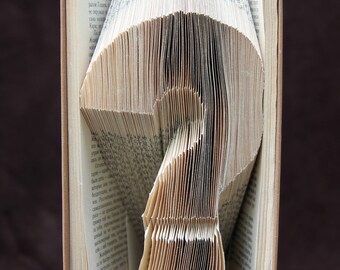 Q MARK - ? Custom Order- Folded Book,Ready Folded Book,Book art,Unique gift,Paper art,Christmas,Real handmade,Birthday,recycled art