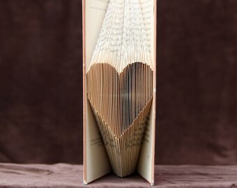 PERFECT HEART folded Book,Book art,Unique gift,Paper anniversary,lovers birthday,perfect wedding, Real handmade,recycled art,antique book