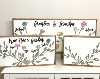 Mother’s Day gift, grandma signs, birth flower signs, grandchildren sign, family signs, personalized signs, mom signs,  gift mom