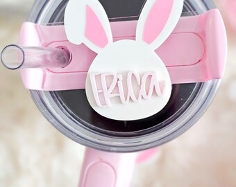 Bunny tumbler topper, Easter tumbler accessories, Spring tumbler, name plates, tumbler tags