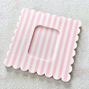 Mahjong Tile Discard Marker, Tortoise Shell Acrylic Accessory, Coastal Pink Blue Stripe imagen 4